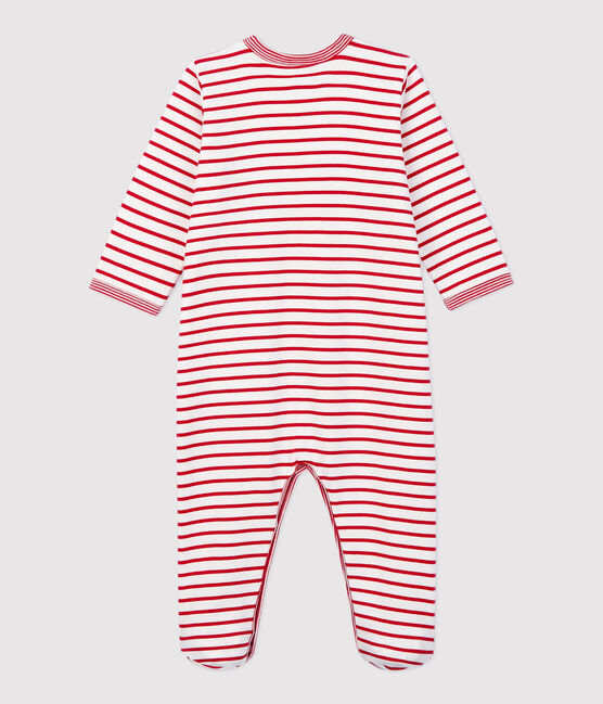 Tutina bebè in molleton con piedi bianco MARSHMALLOW/rosso TERKUIT