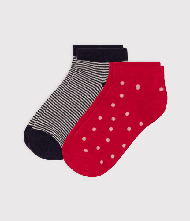 Set di 2 paia di calzini bambino in jersey di cotone a pois multicolore
