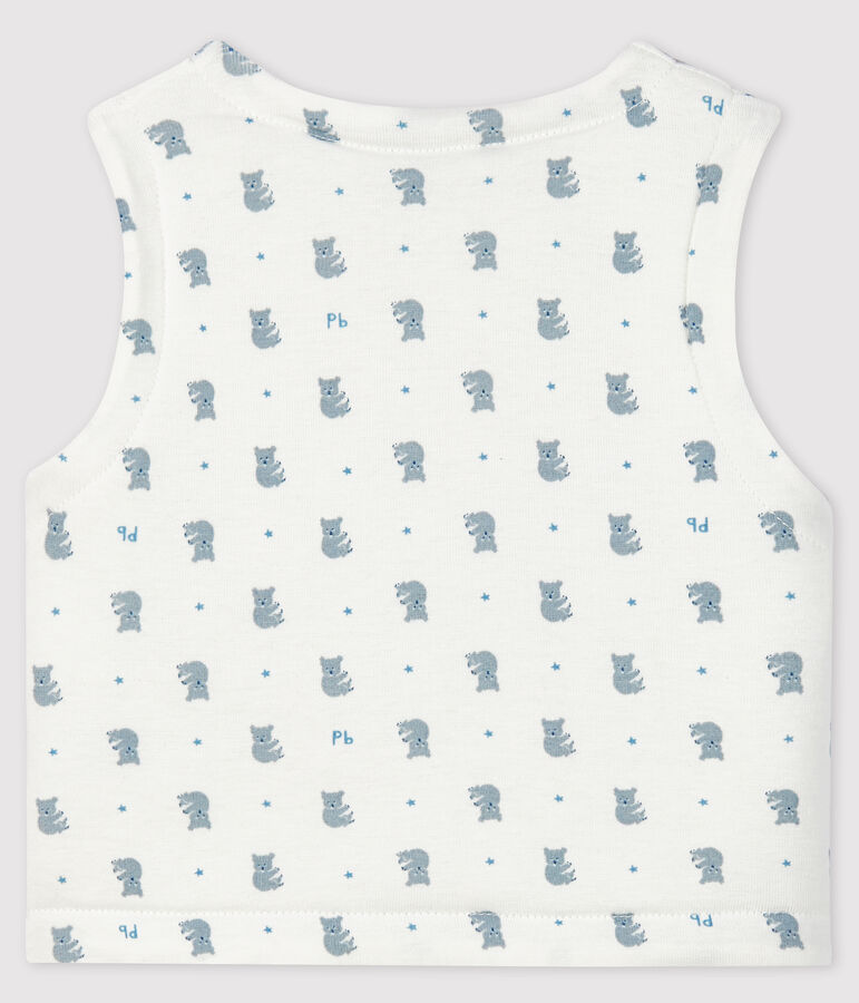 Gil&egrave; smanicato beb&egrave; in cotone biologico imbottito bianco/grigio/multicolore