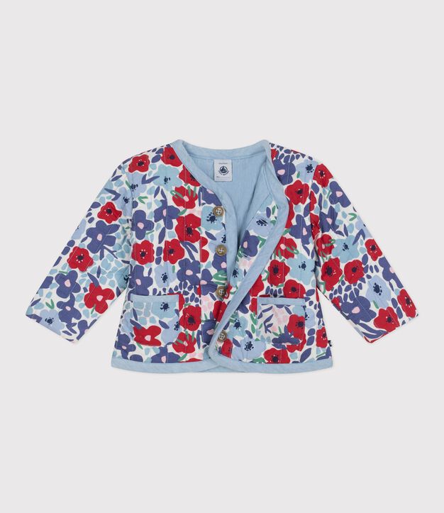 Giacca neonato in cotone trapuntato con stampa a fiori bianco/multicolore