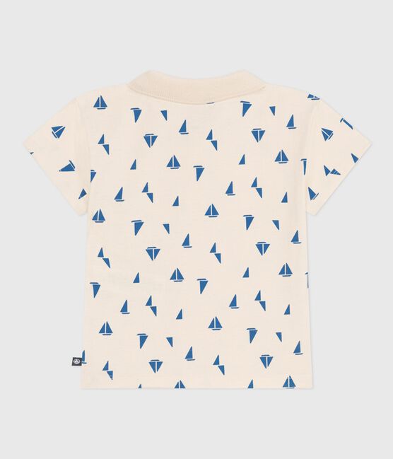Polo a maniche corte in cotone con barchette stampate neonato blu AVALANCHE/bianco PERSE