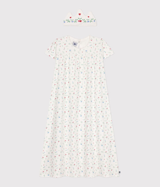 Camicia da notte travestimento con diadema bambina in cotone bianco MARSHMALLOW/bianco MULTICO