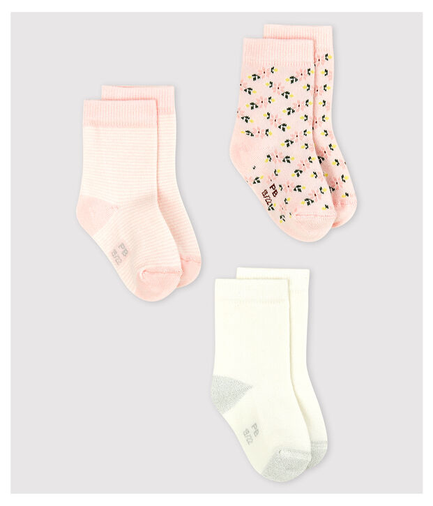 Confezione da 3 paia di calzini con motivi beb&egrave; femmina multicolore