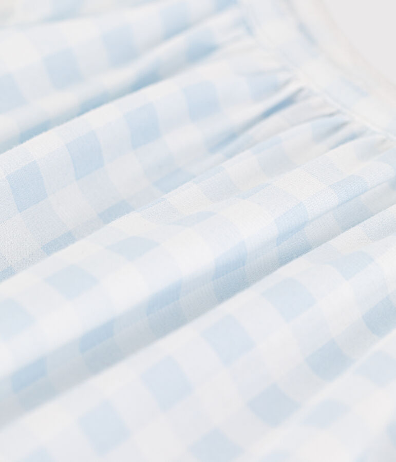 Camicia da notte stampa a quadretti in cotone sottile bambina bianco/blu