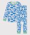 Pigiama stampa vegetale bambino in cotone bianco MARSHMALLOW/blu BRASIER