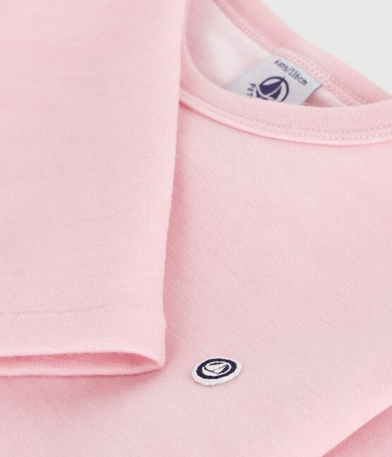 T-shirt a maniche lunghe in lana e cotone tinta unita bambino rosa JOLI