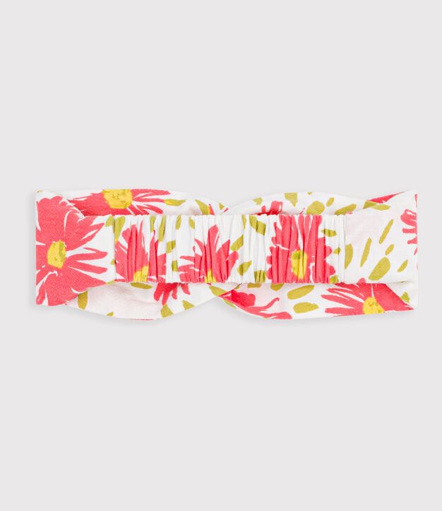 Fascia in cr&eacute;pon con stampa fiori neonata bianco/multicolore