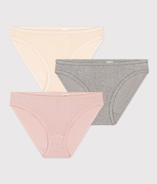 Confezione da 3 slip in cotone traforato donna multicolore