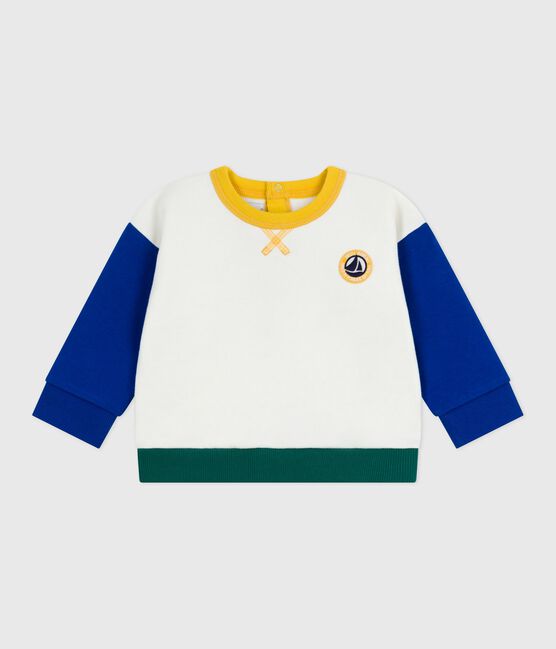 Felpa in cotone color block neonato MILK/ MULTICO