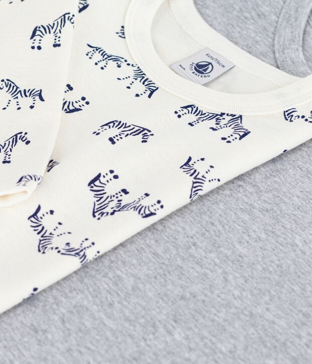 Set di T-shirt a maniche lunghe in cotone con stampa di zebre bambino multicolore
