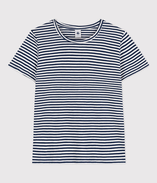 T-shirt LE DROIT girocollo in cotone donna blu/bianco
