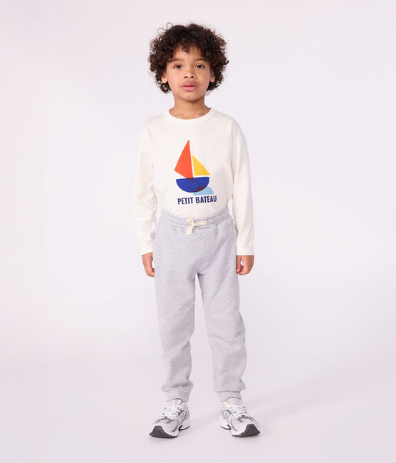 Joggers in cotone tinta unita bambina grigio FUMEE CHINE