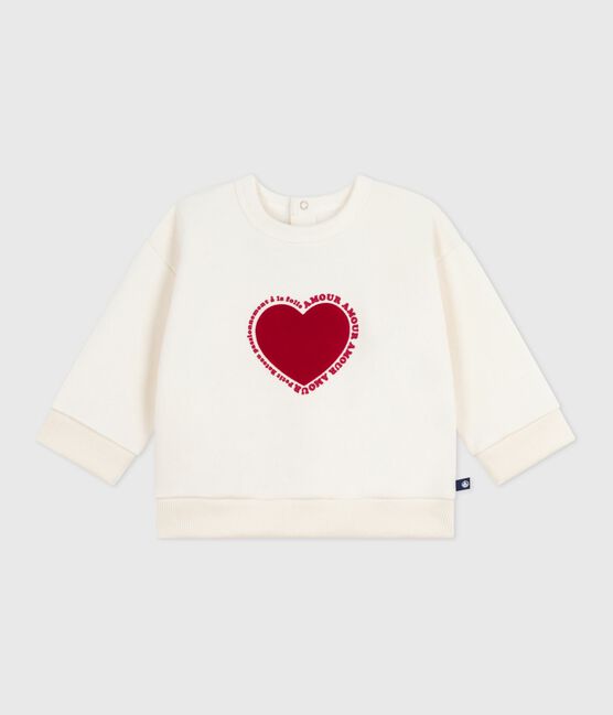 Felpa in cotone con motivo a cuore neonata ecru MILK