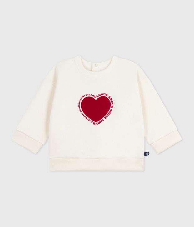 Felpa in cotone con motivo a cuore neonata MILK