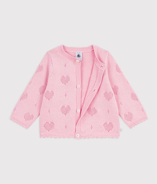Cardigan in cotone con motivo a cuori neonata MARQUISE