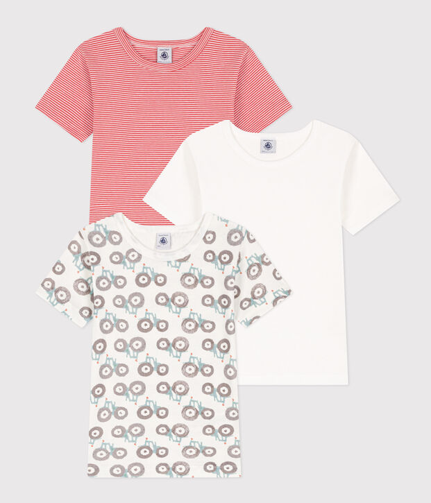 Confezione da 3 t-shirt manica corta bambino in cotone motivo trattore multicolore