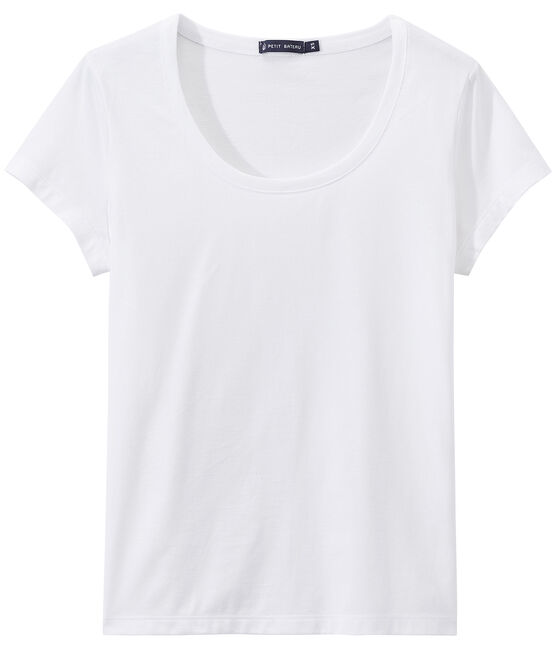 T -shirt donna con SCOLLO BALLERINA in jersey leggero bianco ECUME
