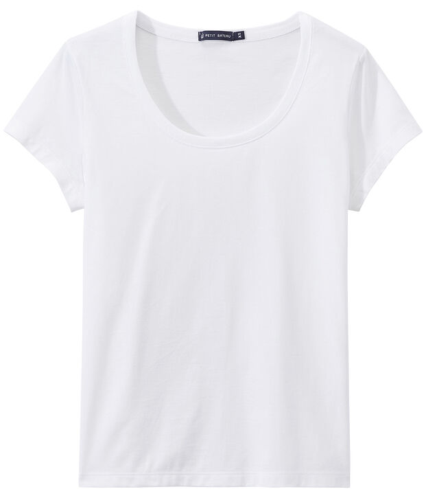T -shirt donna con SCOLLO BALLERINA in jersey leggero bianco