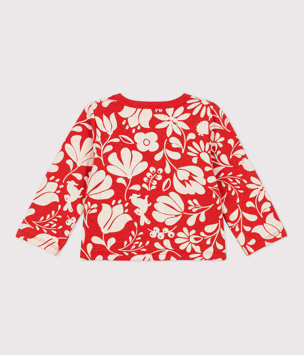 Cardigan beb&egrave; con stampa in tubique trapuntato arancione/ecru