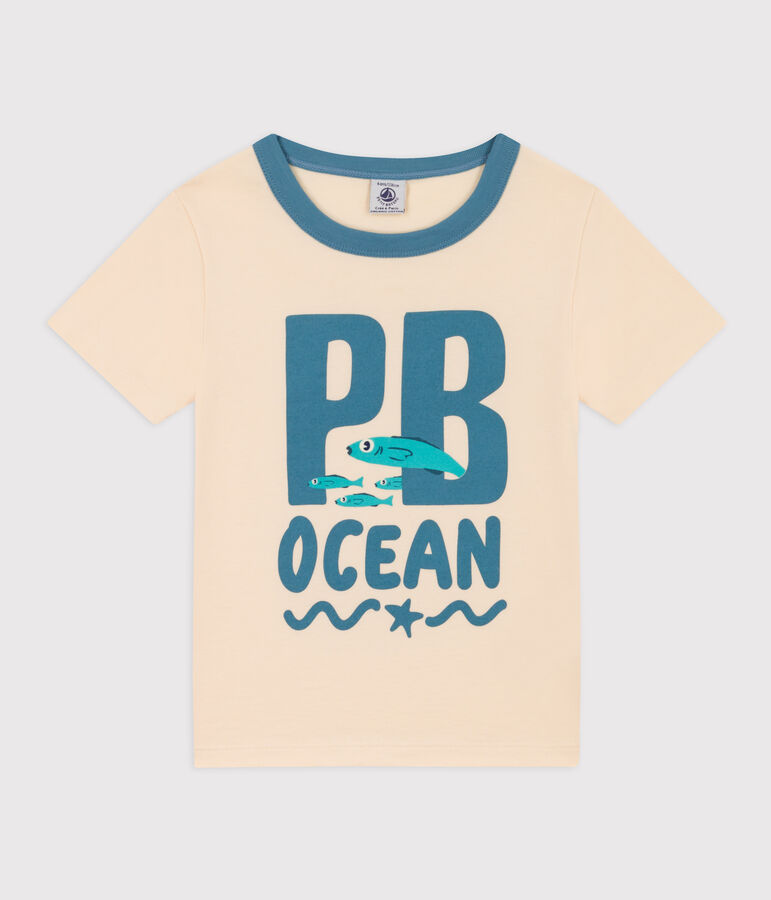 T-shirt  maniche corte in cotone bambino bianco AVALANCHE/ MULTICO