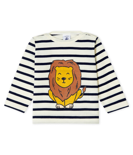 Marinière ideata in collaborazione per bebè unisex beige COQUILLE/blu SMOKING CN