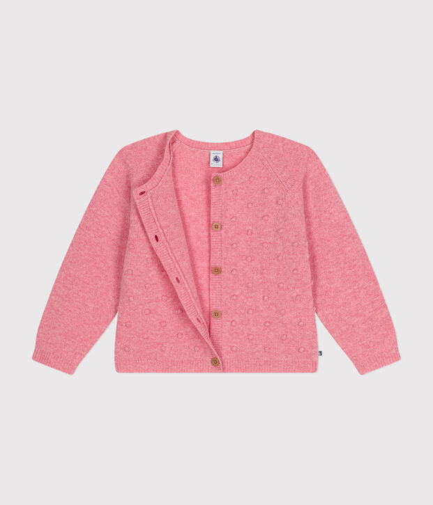 Cardigan in maglia con lana bambina rosa