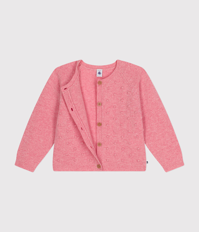 Cardigan in maglia con lana bambina rosa ROSELINE CHINE