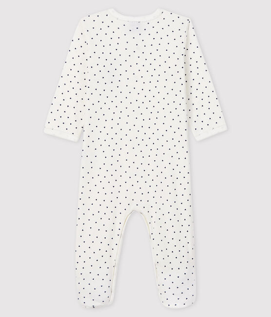 Tutina pigiama Parigi bebè femmina in cotone bianco MARSHMALLOW/blu MEDIEVAL