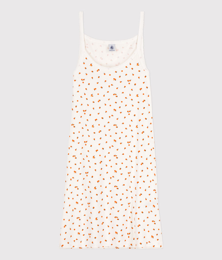 Camicia da notte orangettes donna in cotone bianco/multicolore