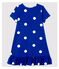 Abito manica corta in cotone e lino bambina blu SURF/bianco MARSHMALLOW