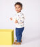 Felpa in cotone con bacche stampate e volant bambina ecru/multicolore