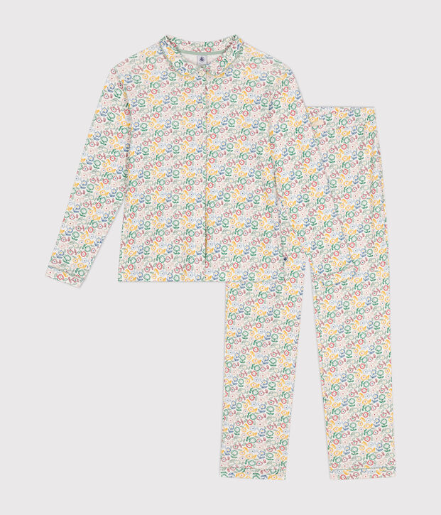 Pigiama in cotone con stampa a fiori donna bianco/multicolore