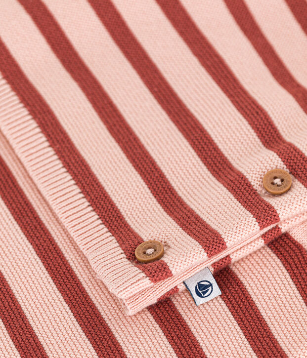 Completo 2 pezzi beb&egrave; in maglia di cotone rosa/marrone