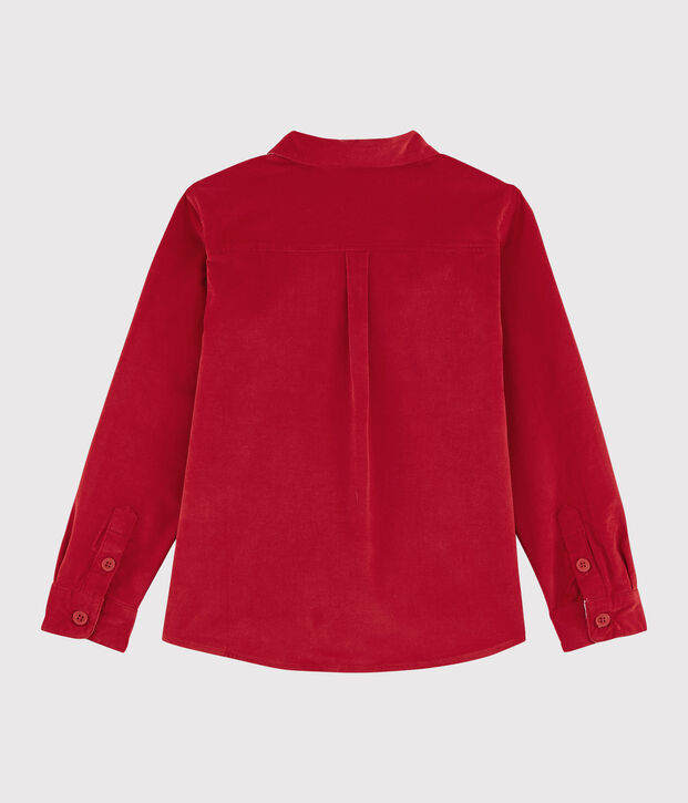 Camicia in velluto bambino rosso