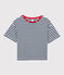 T-shirt TAGLIO BOXY in cotone donna blu MEDIEVAL/bianco MARSHMALLOW