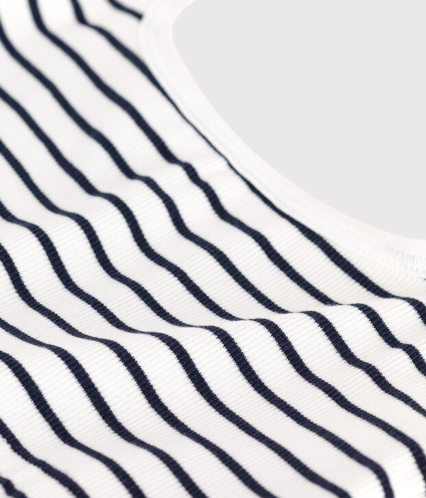 Brassi&egrave;re donna in misto cotone ed elastan a righe bianco/blu
