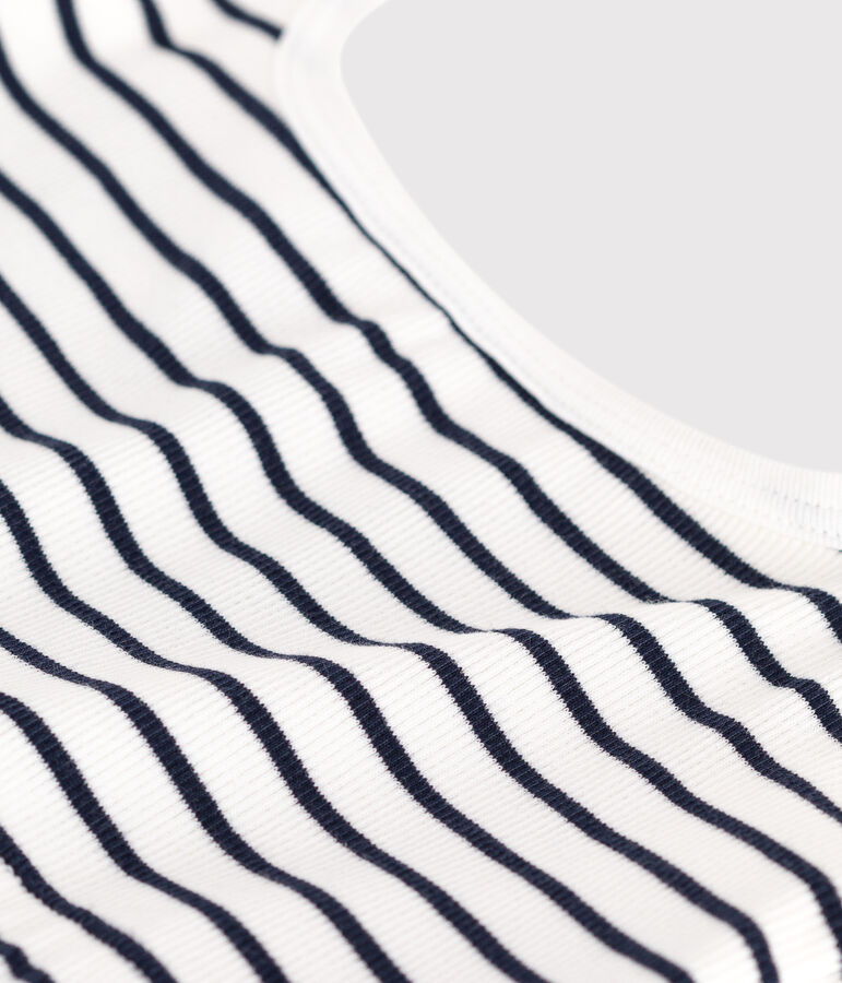 Brassi&egrave;re donna in misto cotone ed elastan a righe bianco/blu