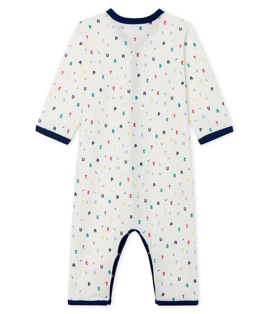 Tutina pigiama senza piedi bambino a costine bianco MARSHMALLOW/bianco MULTICO