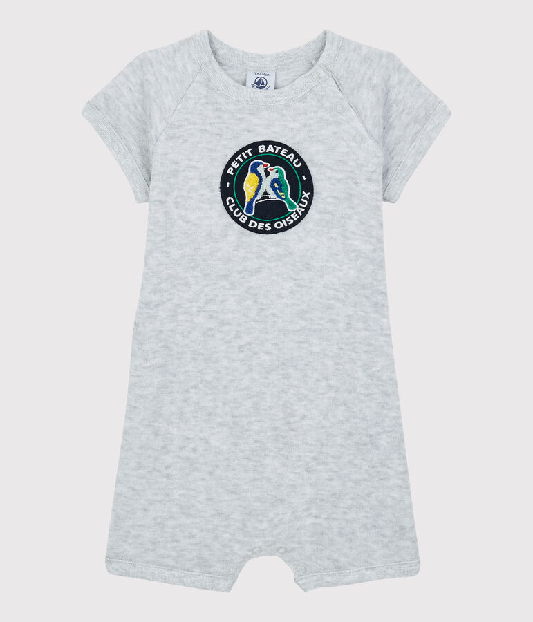 Tuta corta in spugna bouclette beb&egrave; maschio grigio POUSSIERE CHINE