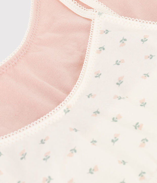 Confezione da 2 brassi&egrave;re ragazza in cotone ed elastam a fiori multicolore