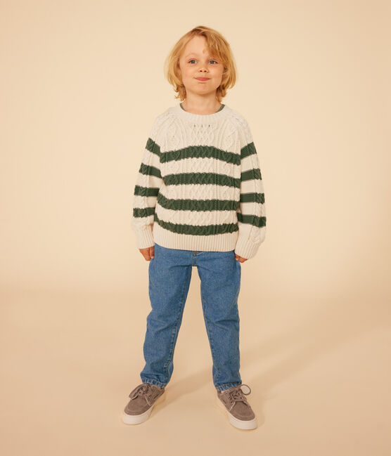 Maglione irlandese in cotone a righe bambino AVALANCHE/ CROCO
