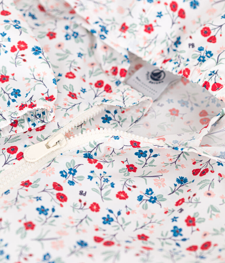 Giacca a vento anti-UV in poliestere con stampa a fiori neonato bianco/multicolore