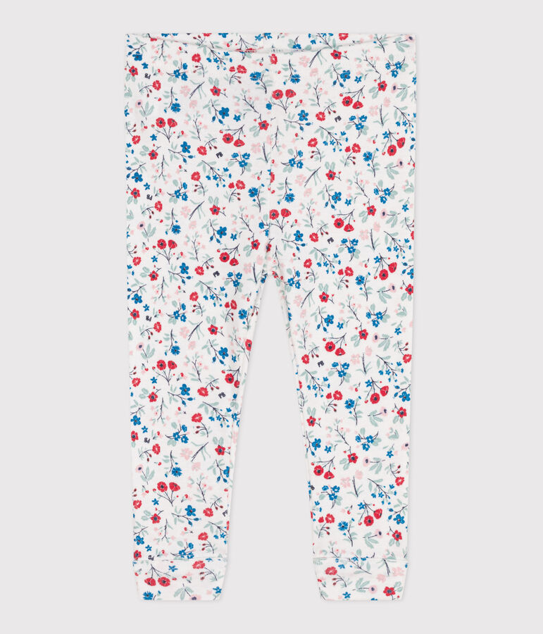 Leggings in cotone con stampa a fiori neonato bianco MARSHMALLOW/bianco MULTICO