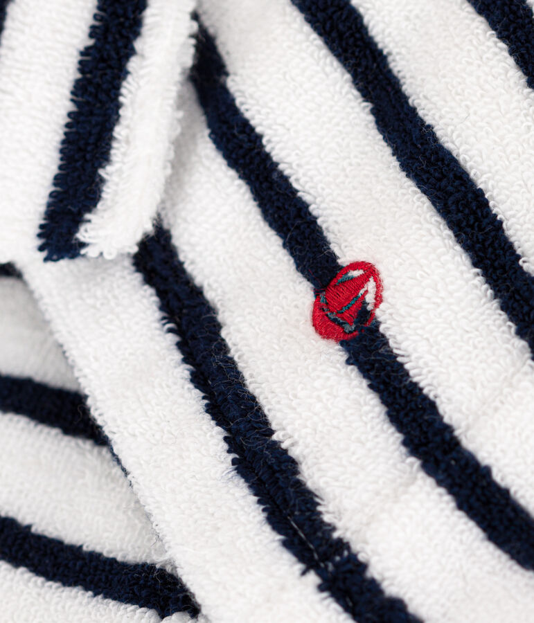 Accappatoio bambino unisex in spugna motivo a righe bianco/blu