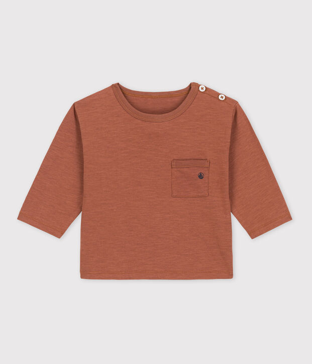 T-shirt maniche lunghe beb&egrave; in cotone marrone