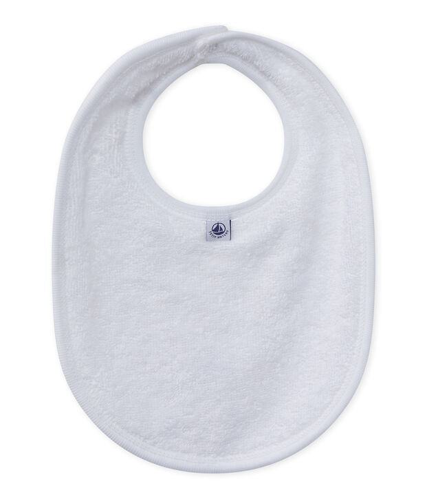 Bavaglino beb&eacute; unisex in cotone bianco