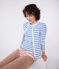 Cardigan in cotone tinta unita donna bianco MARSHMALLOW/blu PERSE