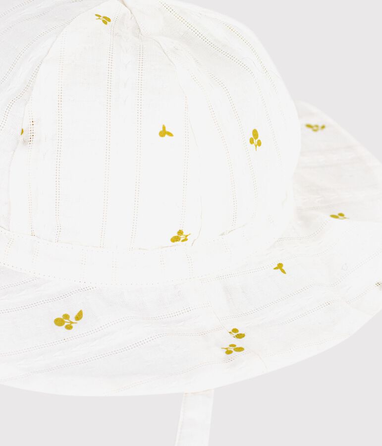 Cappellino in popeline con stampa a fiori neonata verde/verde