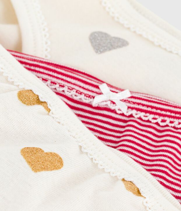 Set di slip in cotone con cuori stampati bambina multicolore