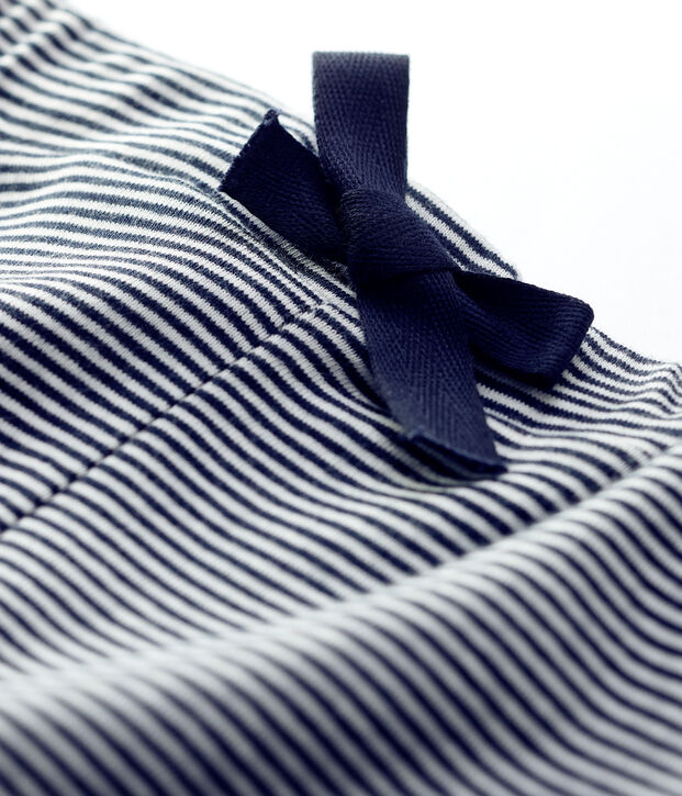 Shorts beb&egrave; millerighe in cotone biologico blu/bianco